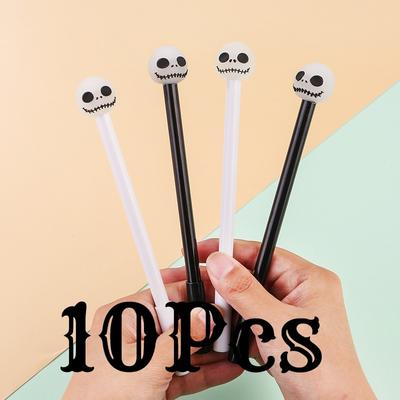10Pcs Cartoon Skull Pens, Suitable for Schools and Offices | Smooth Writing, Quick Drying Return To School Season Return To School Gift Suitable for S
