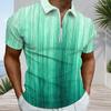 Men s Plus Size Short Sleeve Collared Quarter Zip Polo Shirt Marble Print Blue Brown White