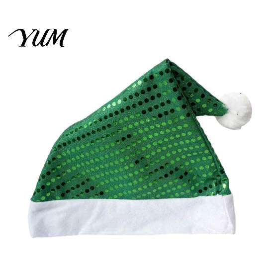 Christmas Photo Props Sequined Santa Hat for Adults, Sparkling Hat, Festive Party New Year Celebration with Pompom Holiday Costume Celebrations Family