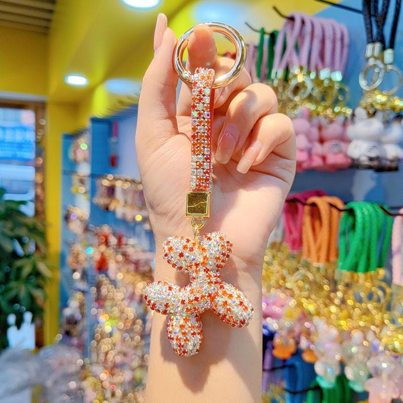 Balloons Dog Keychain With Czech Rhinestones For Gift And Party Decor