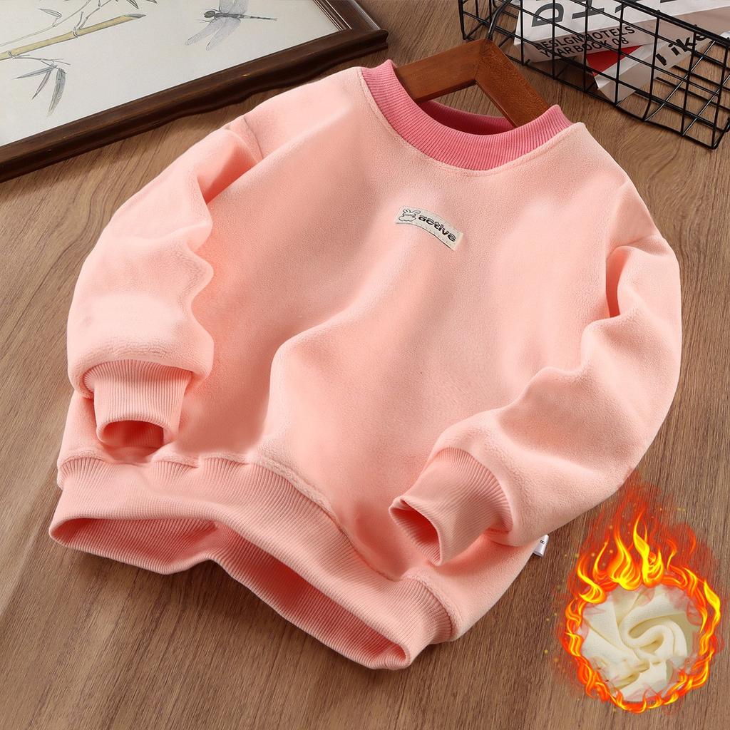 Children's Winter Padded Sweatshirt Kids Thickened Pullover Boys Girls Long-Sleeved Warm Top Casual Crew-Neck Coat