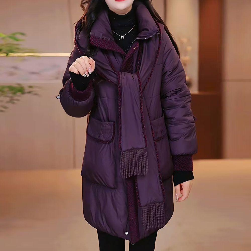 Winter Loose Padded Coat with Removable Hood Plus Size Warm Coldproof Overcoat