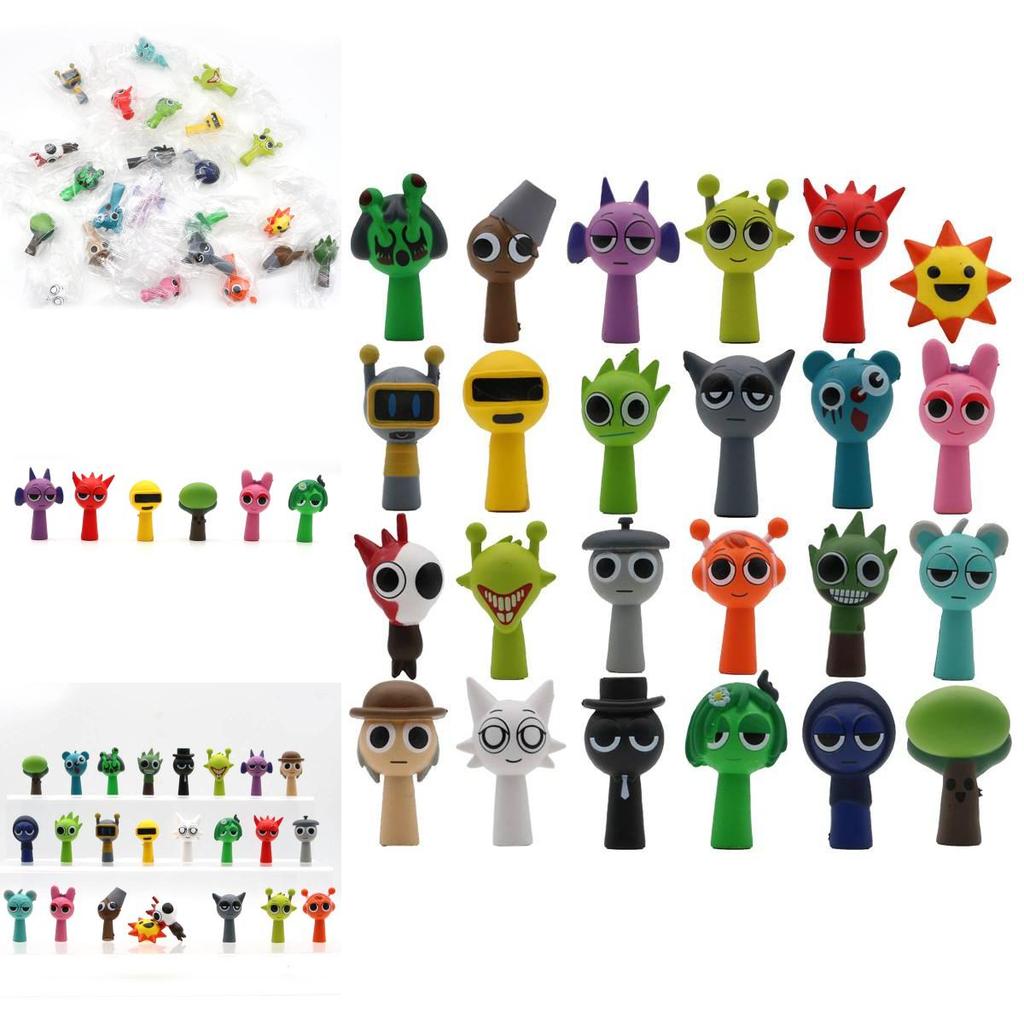 24 Unique Q Version Rhythm Box Office Figurines Music Game Cake Baking Toys Pvc