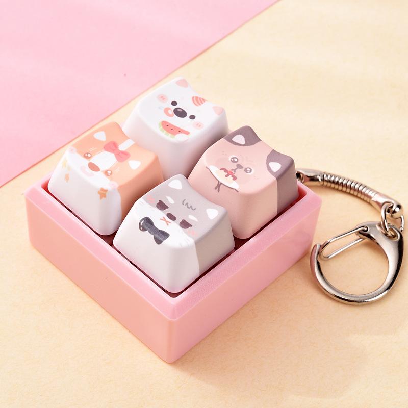 Cute Dog Squeeze Keychain Creative Stress Relief Fidget Pendant Mini Sensory Toy for Handbags Kids Party Gifts