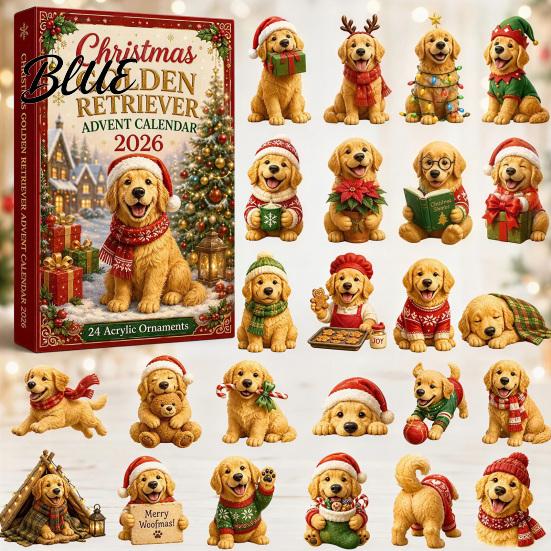 Calendario de Adviento para Set con Calendario de Cuenta Atrás de Navidad de 24 Días para Niños Perro Adorno Acrílico Regalo Sorpresa