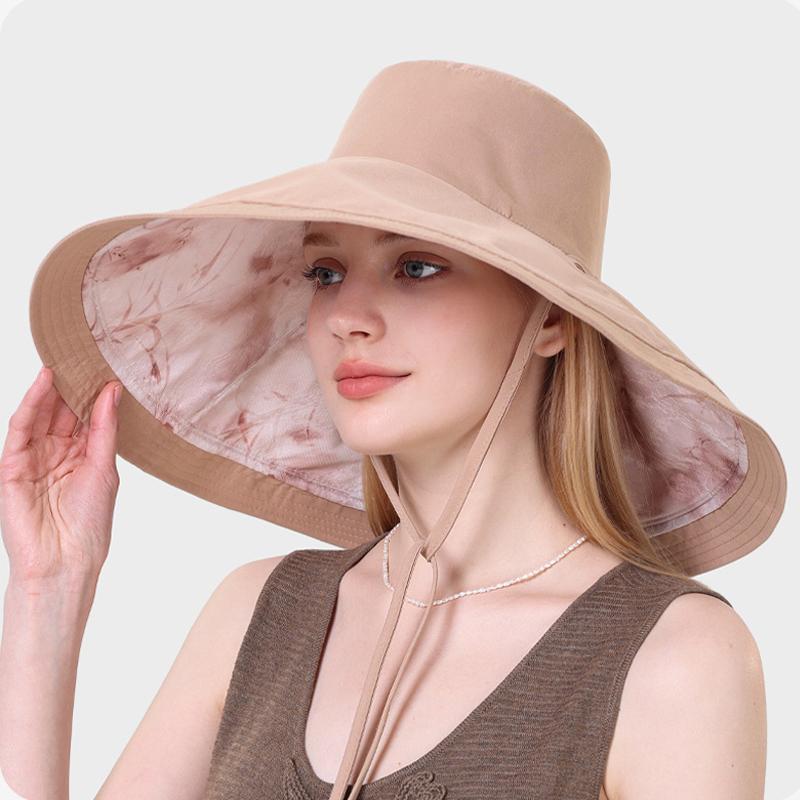 Women's Double-Sided Fisherman's Hat with Big Brim Printed Summer Sun-Protection and Uv-Protection Sun Hat