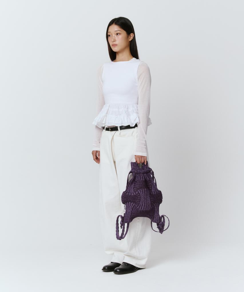 Pleatsmama New Bow Backpack Glitter Deep Purple