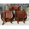 Combo Motorcycle Saddle 3 Side Bags Vintage Leather Swing Arm Luggage Tool Pouch