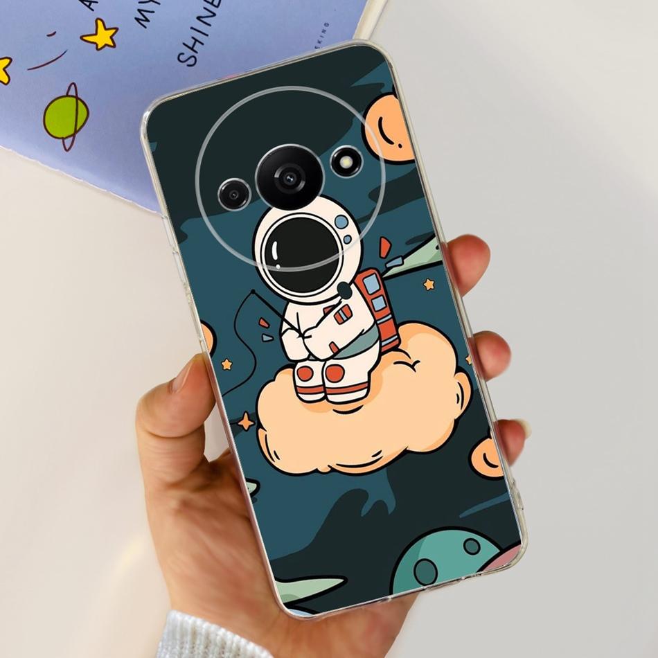 For Xiaomi Redmi A3 Case RedmiA3 A 3 4G 2024 Elegant Printing Soft Silicone Clear TPU Slim Phone Back Cover