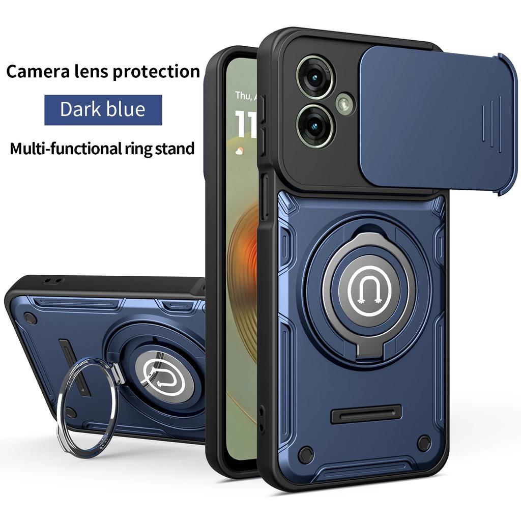 Für Infinix Smart 10 Hülle Infinix Smart 10 4G Cover Magnetische Rüstung Stoßfeste Ringhalter Hülle Kabellose Ladeabdeckung