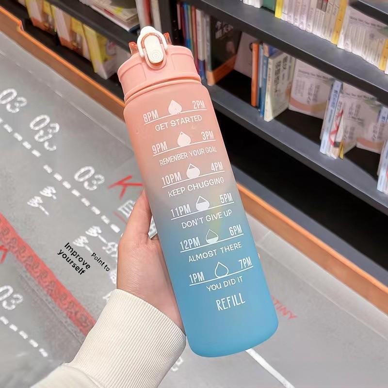 

Матовая летняя спортивная бутылка для воды большой емкости для женщин - пластиковая чашка для чайника на открытом воздухе 750ml розовый