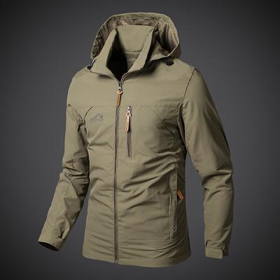 Abrigo Cien Fino con Capucha de Talla Grande para Hombre para Primavera y Otoño Transpirable Ligero Sección con Cremallera Deportes al Aire Libre y Ocio Chaqueta Abrigo Perforado