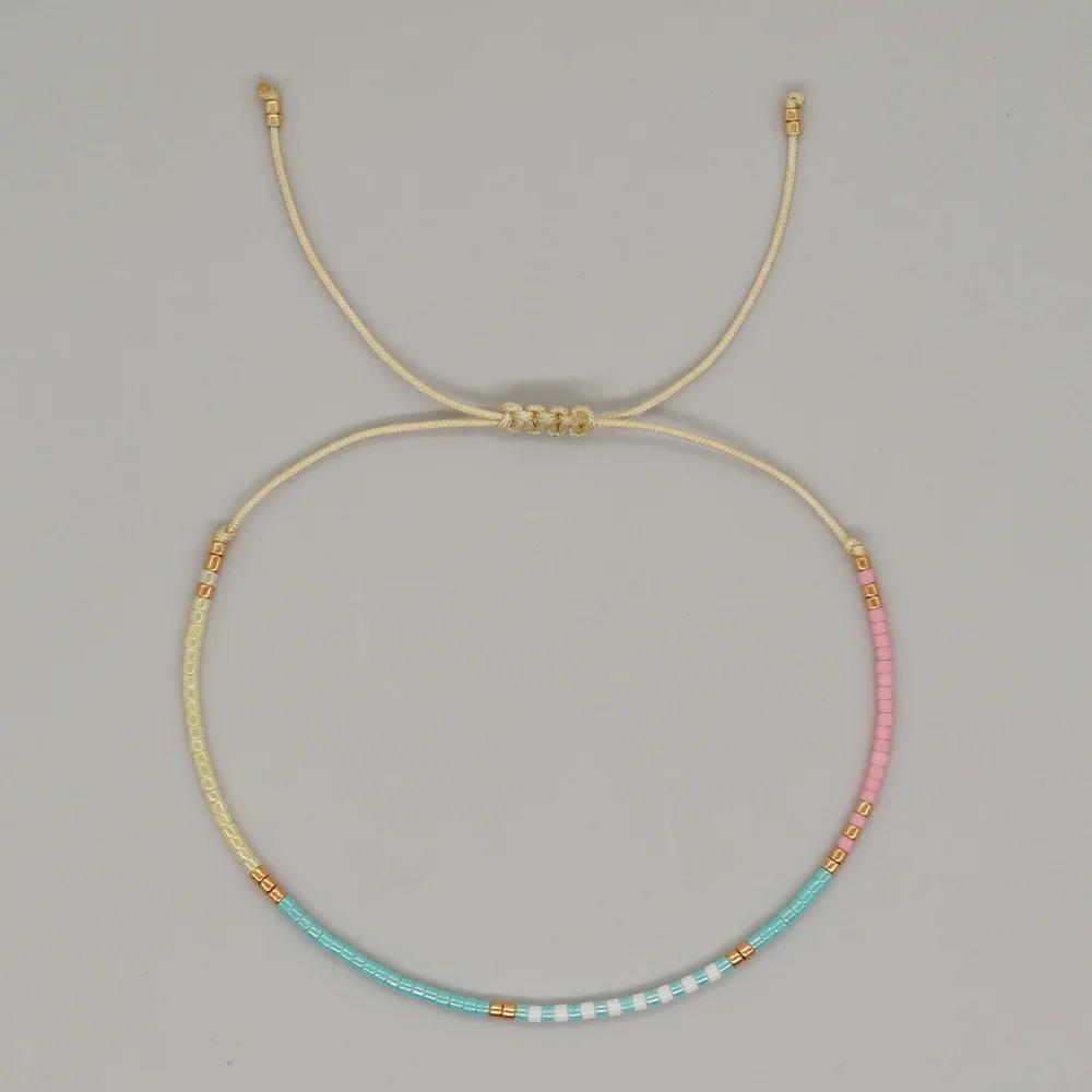 2026 New Boho Colorful Acrylic Bead Thin Chains Couple Bracelet for Women Luxury Handmade Small Ball Bangle Jewelry Accessories
