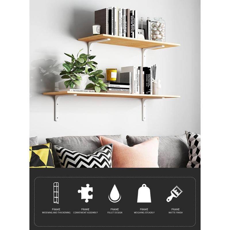 2 Pieces L-Shape Floating Shelf Brackets Invisible Shelf Support Right Angle Metal Wall Mounted Brackets Easy to Install