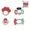 4-Piece Newborn Teether Toy Set with Holder & Storage Case