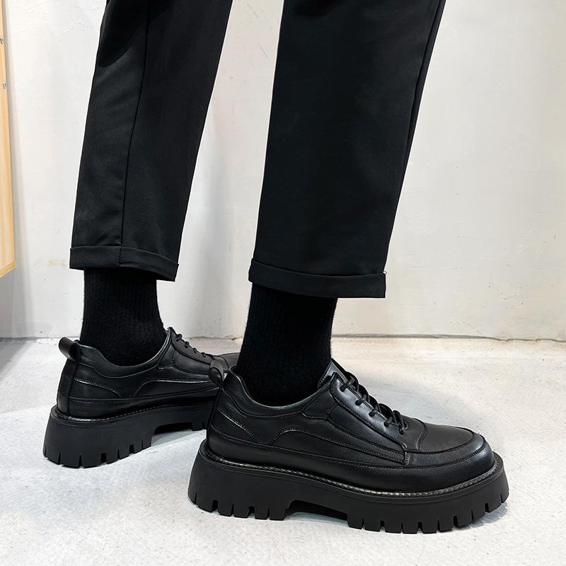 Brock Leather Shoes Men'S Casual Shoes British Trend Soft Sole Heightening Youth Men'S Shoes 7619-T