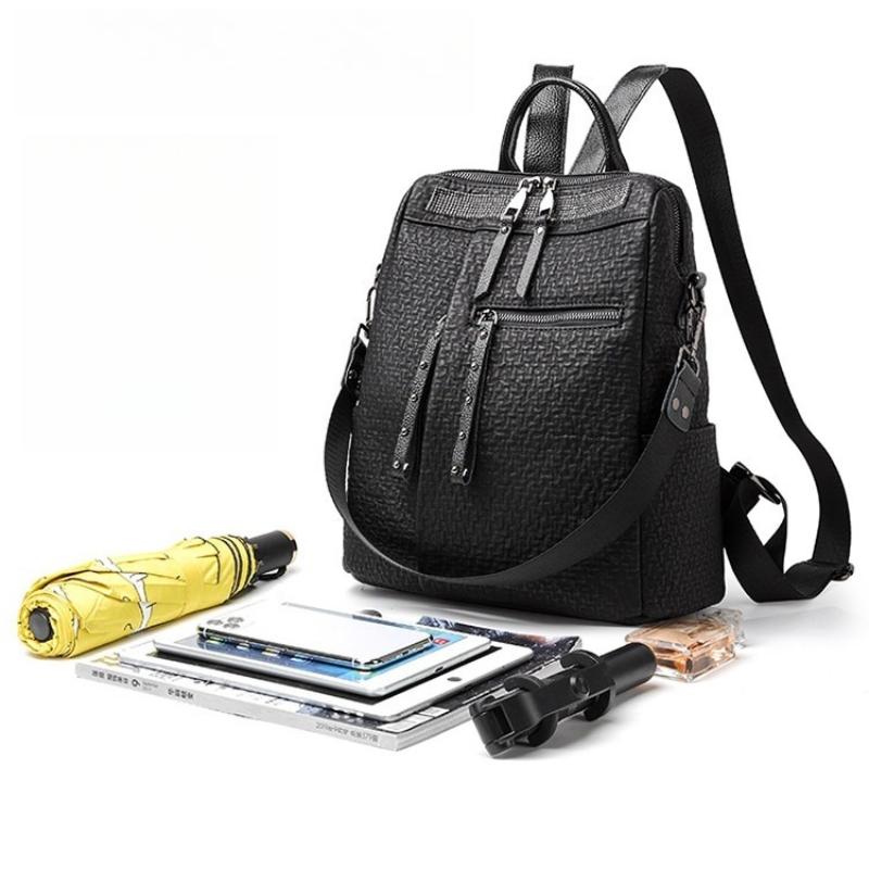 Women's New Fashion Korean Style Large Capacity Anti-theft Female Travel Backpack All-match Leather Leisure Bag