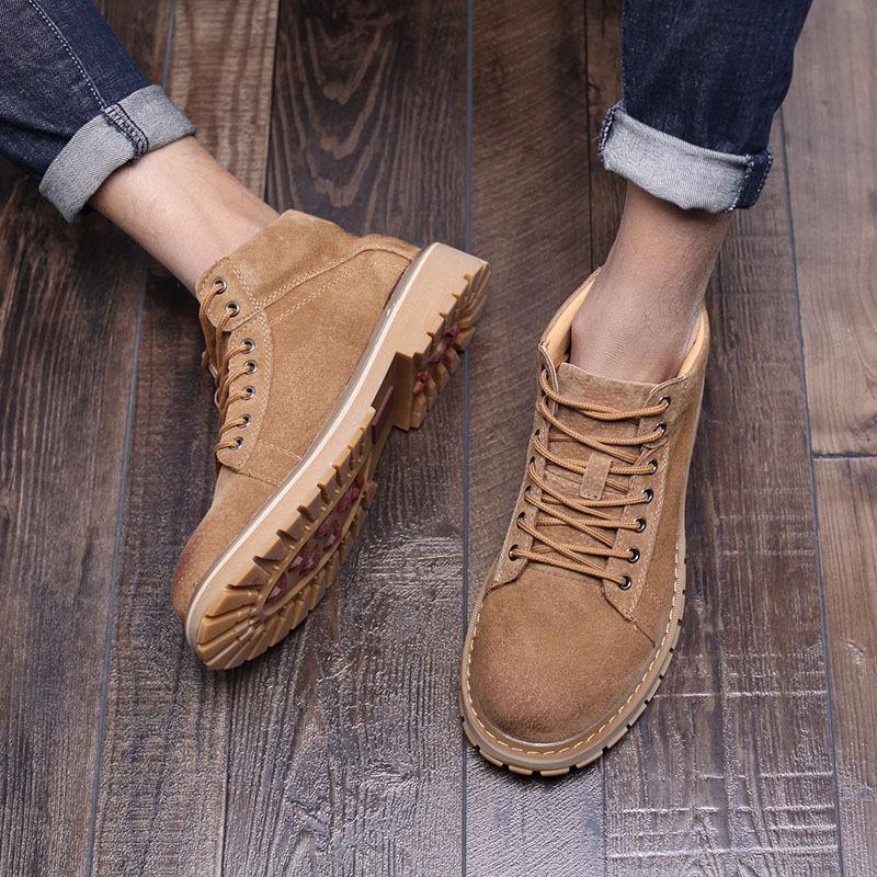 

Мужские ботинки Мартин с круглым носком - Корейская модная трендовая короткая обувь 9500-F 44 жёлтый