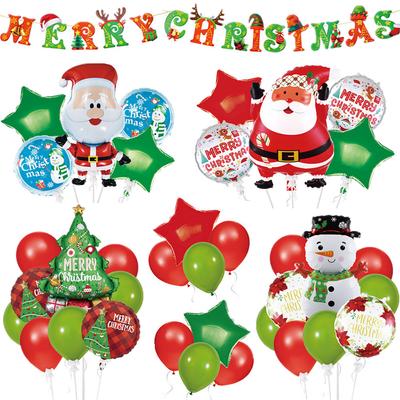5/6/9/18 Stück Set Weihnachts-Aluminiumfolienballons Dekoration Weihnachtsmann Schneemann Weihnachtsbaum Ballons Partydekoration