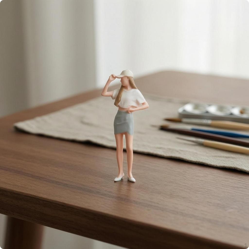 Standing Female Figure Detailed Figurine Realistic Miniature for Hobbyists,