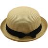 WTEMPO Elegant Casual Foldable Summer Straw Hats Women's Black Bow Wide Brim Solid Color Outdoor Sunscreen Hats