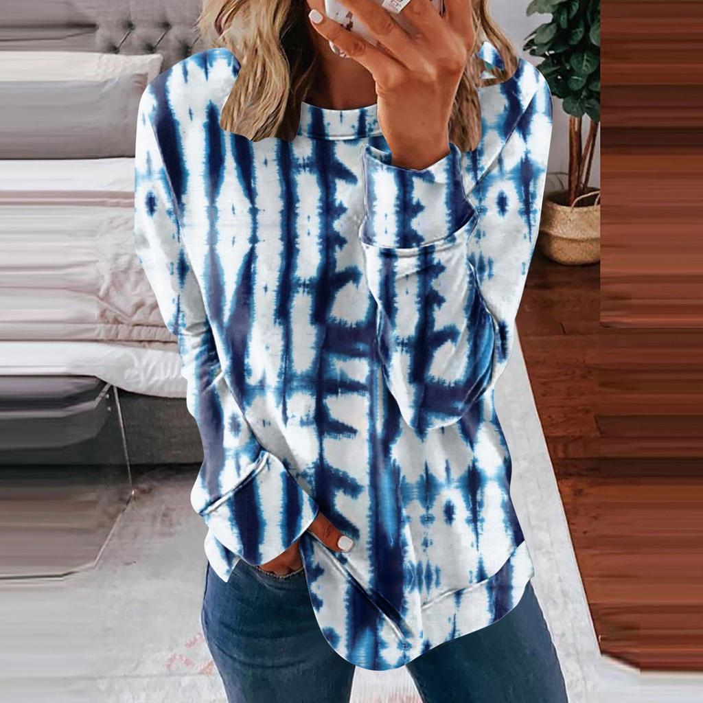 Women's Casual Fashion  Print Long Sleeve O-Neck Pullover Top