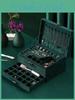 High-end Three-layer Green Jewelry Box With Lock Velvet Earrings Necklaces Bracelets Storage Box Large Capacity