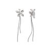 Silver Needle Floral Tassel Stud Earrings - High-End, Fashionable, Light Luxury, Versatile Ear Accessories