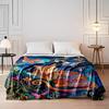 Colorful Cat and Butterflies Artistic Design Flannel blanket for bedroom, living room, sofa, and nap sofas.