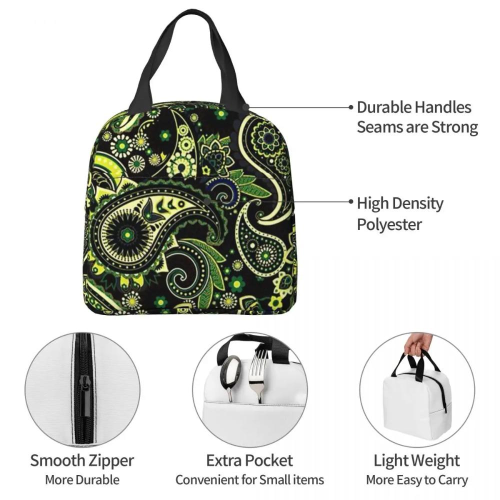 Colorful Paisley Mandala Insulated Lunch Bag for Women Children Leakproof Food Boxes Thermal Lunch Box Tote