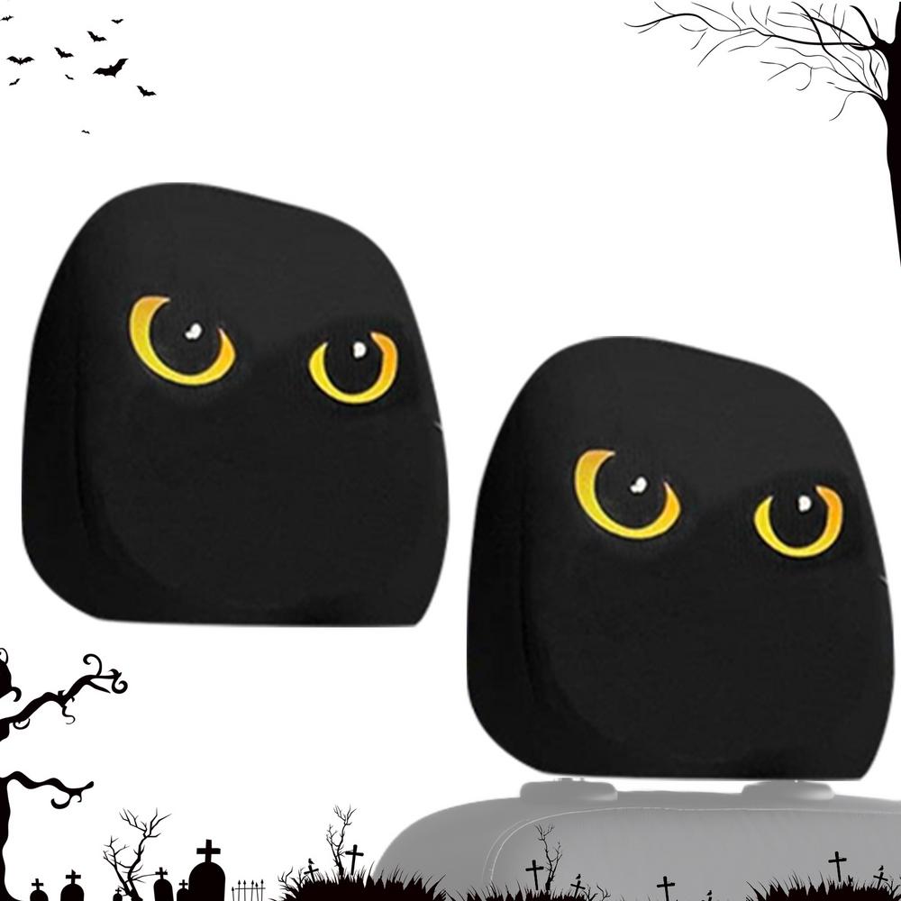 Headrest Covers For Car 2 Pieces Big Eyes Auto Headrest Protector Soft Interior Accessories For Auto Vehicle Automotive Men