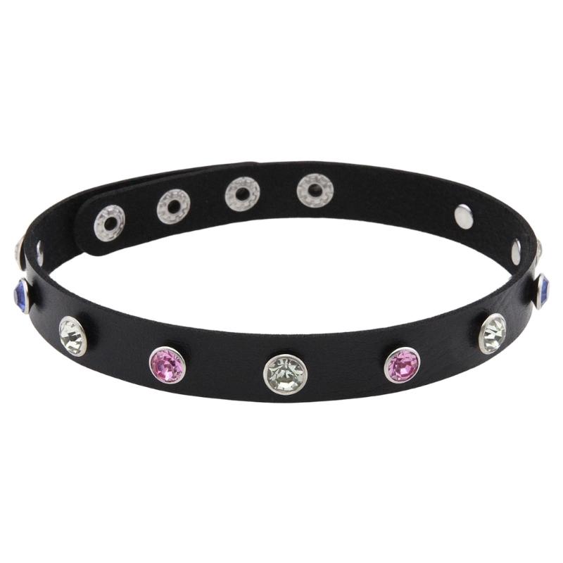 

Trendy Faux Diamonds Accent Punk Style Collar Necklace Lightweight Clavicle Chain Day To Night Wear Jewelry чорний