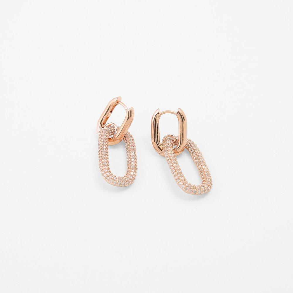 [Judy And Paul] Diamond Curve Crystal Drop Earrings E51393