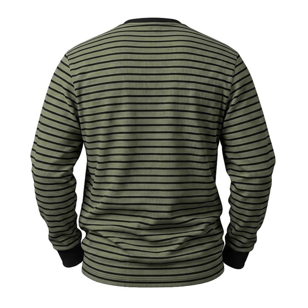 Chemise rayée à manches longues et demi-boutonnage pour homme