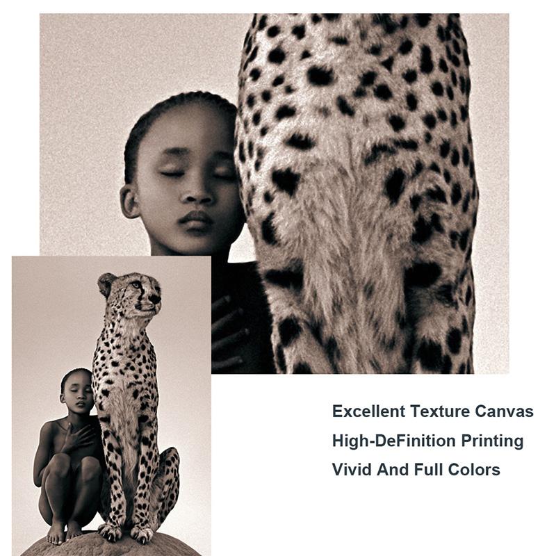 Boy and A Cheetah Canvas Painting Wild African Animal Posters and Prints Wall Art Picture for Living Room Home Decor Cuadros