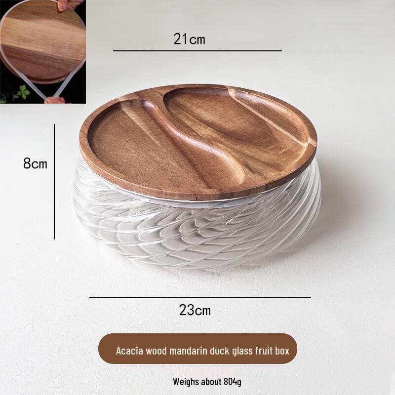 High Borosilicate Glass Fruit & Candy Plate with Sealed Wooden Lid