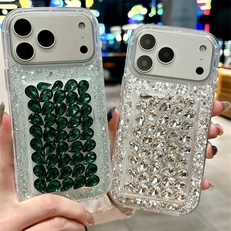 Glitter Crushed Diamond iPhone 17 Pro Case - Full Diamond, Transparent Design for iPhone 13, 14, 15, and 16