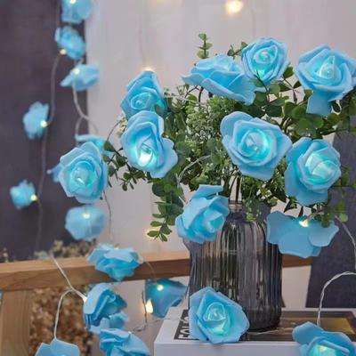 LED Rose Flower String Light Realistic Looking Battery-Powered Valentine's Day LED String Lamp Hanging Decoration