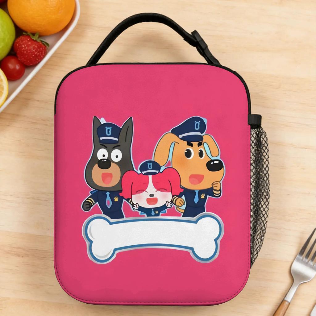 Sheriff Labrador Cartoon Animation Lunch Bag School Portable Insulated Thermal Tote Handbags For Child Oxford Custom Cooler Bag