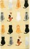 Hamamonyo Tenugui Hand Sitzende Katzen nebeneinander (Japanisches Handtuch) - (Off-White Design)