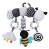 Bed Hanging Toy Handmade Plush Stuffed Animal Hanging Toy with Wind Chimes Black and White