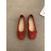 Gentle ballet ladyshoes flat shoes French retro soft sole silver new Chinese red single shoes spring small fragrant wind women's shoes