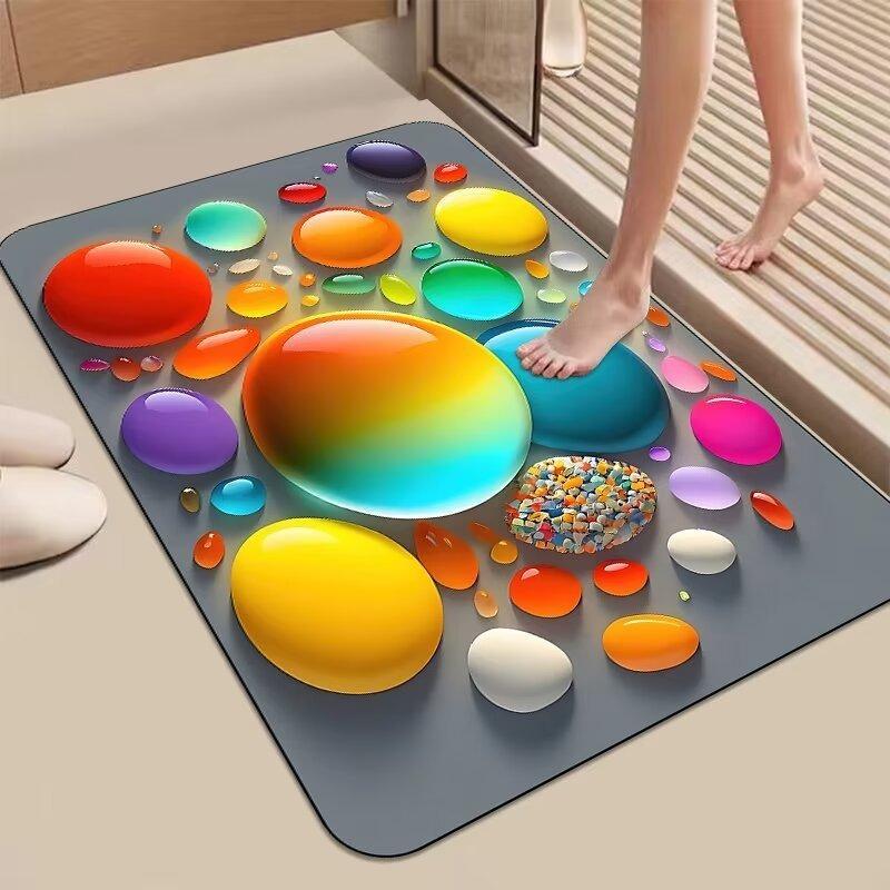 Glow Stone Pattern Floor Door Mat Water Absorbing Bathroom Door Mat, Diatomaceous Mud Kitchen Rug Quick Drying Non Slip Carpet