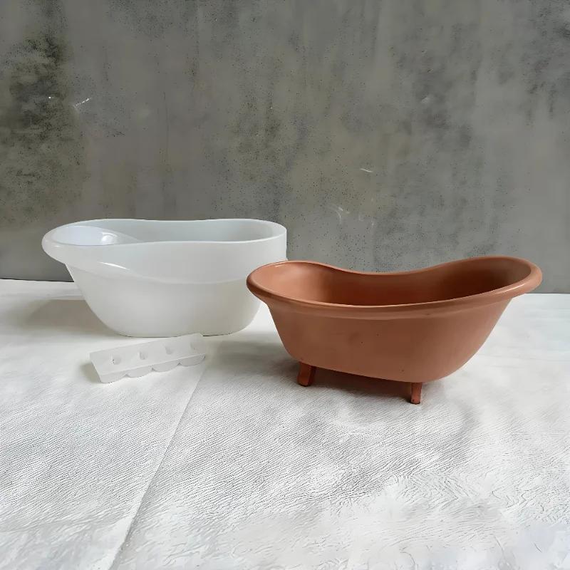 1pcs Bathtub Silicone Mold, Bathtub Decor Resin Mold, Storage Box Candle Jar Making Silicone Mold, DIY Epoxy Resin Casting Mold