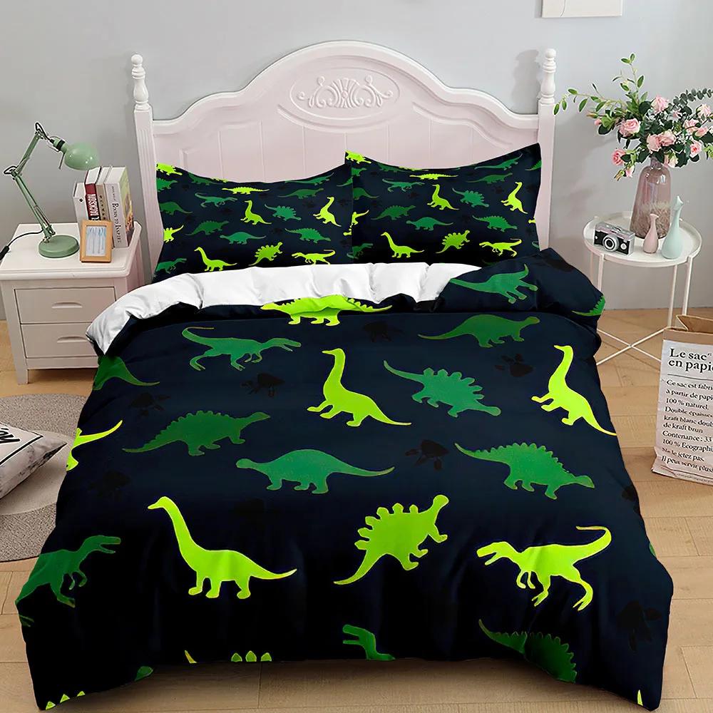 

Cartoon Dinosaur Duvet Cover King Queen Size Colorful Jurassic World Animals Theme Bedding Set Kids 2/3Pcs Polyester Quilt Cover 70x133cm 2pcs