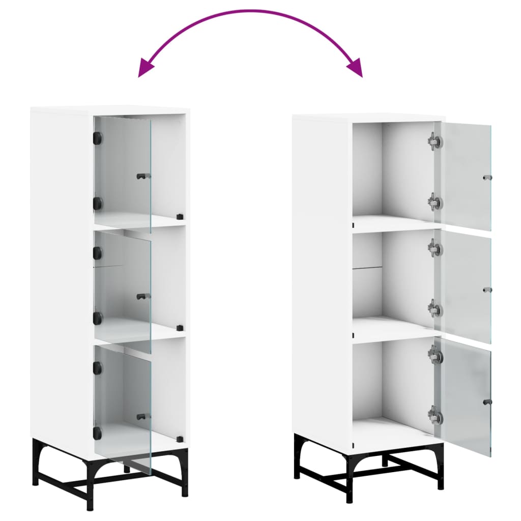 Highboard with Glass Doors White 35 x 37 x 120 cm