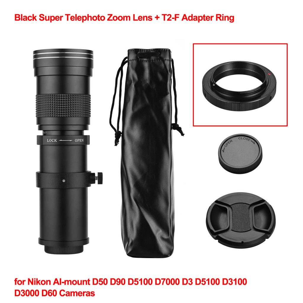 Camera MF Super Telephoto Zoom Lens F/8.3-16 420-800mm T Mount with 1/4 Thread for Canon Nikon Sony Fujifilm Olympus Cameras