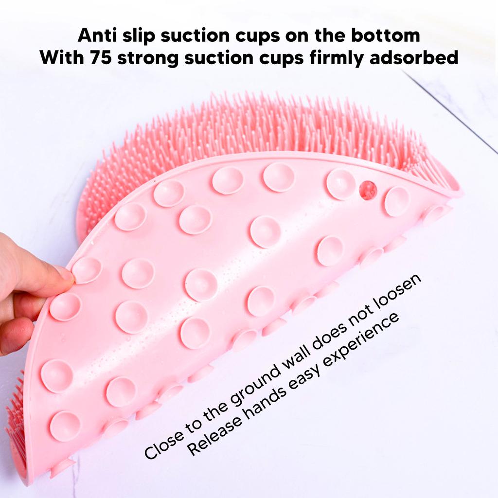 Shower Foot Scrubber Multifunctional Foot Massager Scrubber Mat with 75 Strong Suction Cups for Bathroom Pink