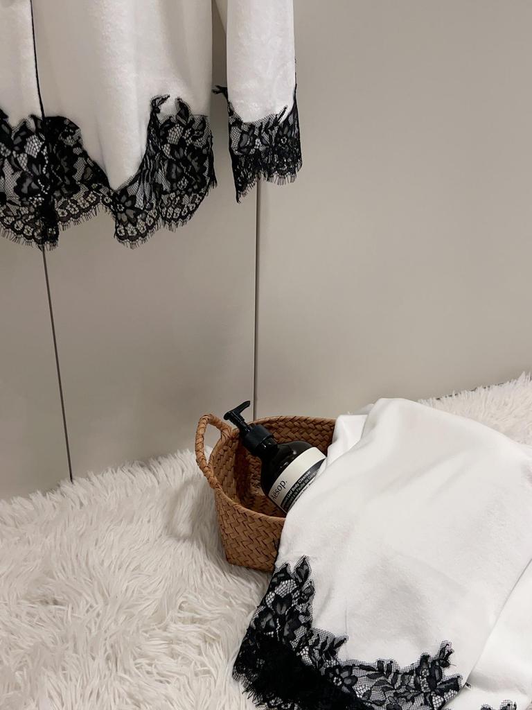 Dámské pyžamo z mořské bavlny v korejském stylu: Podzimní/Zimní Fleecový Domácí Oděv s Krajkovým Lemováním