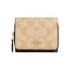 New Trifold Wallet Coated Canvas With Smooth Leather Detail Card Holder Wallet Small Size Women's Light Khaki & Brown 78081-IMUOH